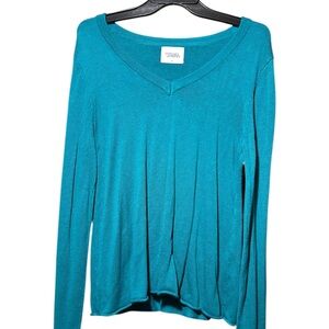 Chic Teal V-Neck Sweater for Women
